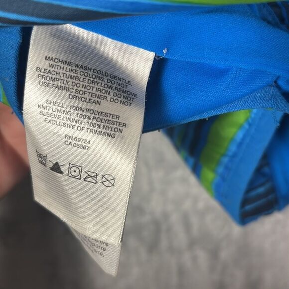 Columbia Green Blue Striped Hooded Lightweight Jacket With Pocket Size XXS (4/5) - Picture 8 of 8